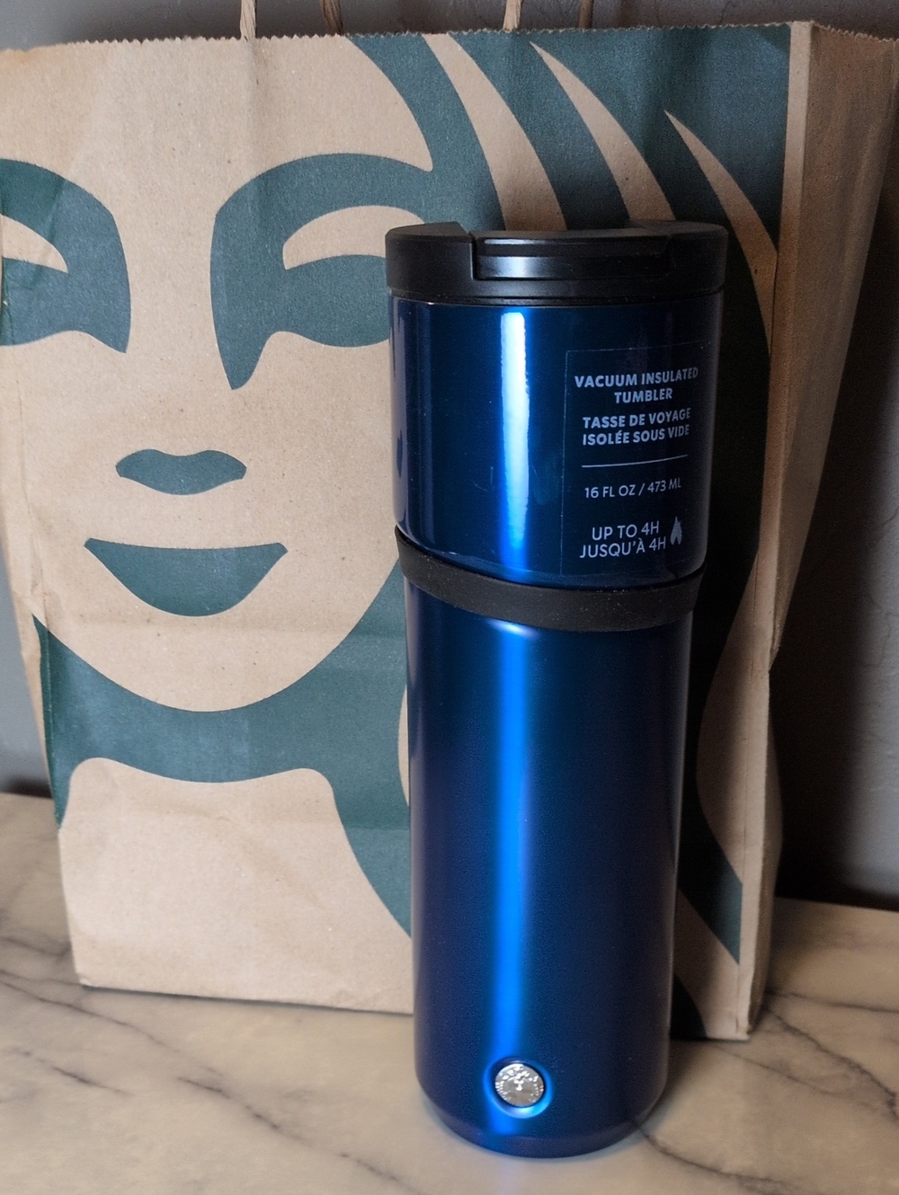 Blue 16 oz Vacuum Insulated Travel Tumbler Starbucks NEW